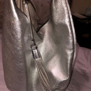 Genuine Silver Leather Gianni Chiarini Hobo Bag .